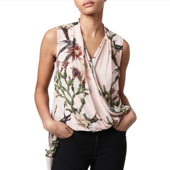 All Saints Tops - NWT All Saints Abi Nolina Floral & Fauna Draped Top in Clay Pink Size US 4